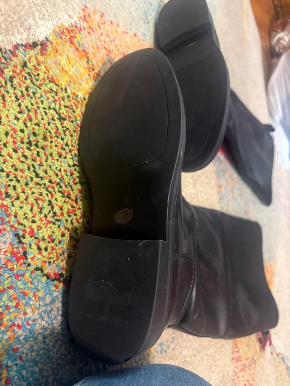 Genuine Leather Black Boots QIY Size 9 Classic Black Knee-High Women's - Picture 6 of 8